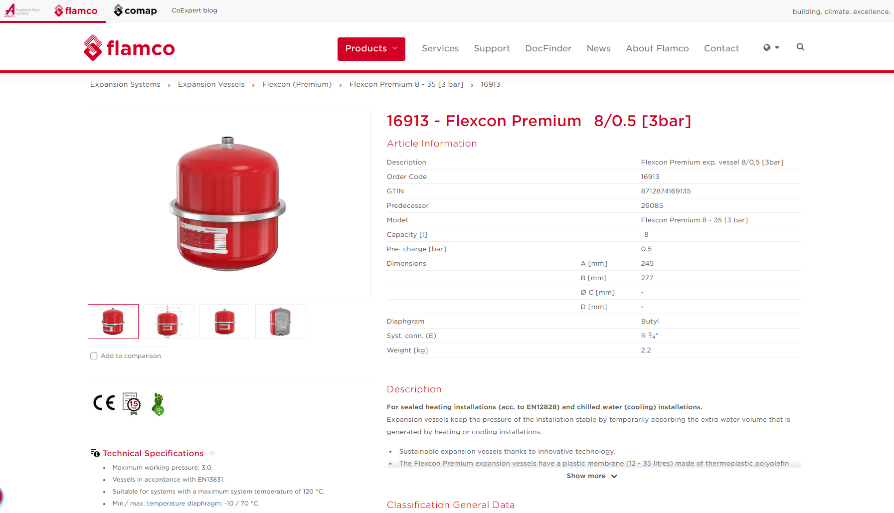 Website Flamco fabrikant van verwarmingssystemen